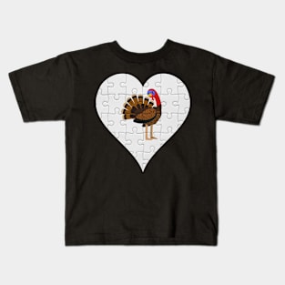 Jigsaw  Turkey Heart Design - Farm Animals Turkey Kids T-Shirt